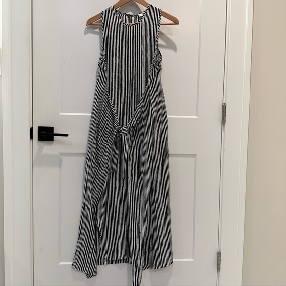 NWT Amour Vert Cortney Washable Silk Ink Striped Midi Dress Size S - Picture 6 of 10